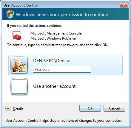 Windows Vista No Authorization Required