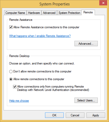 Establish Remote Desktop Connection Windows Vista