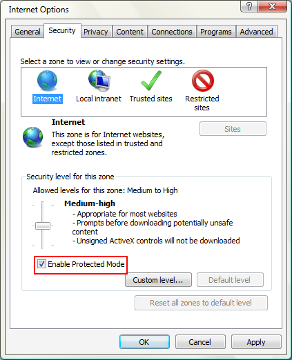 Windows Vista Internet Explorer Problems