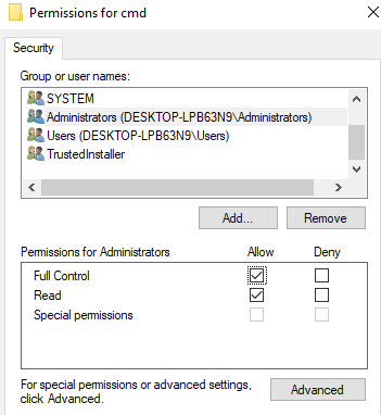 Windows Vista Permissions Full Control